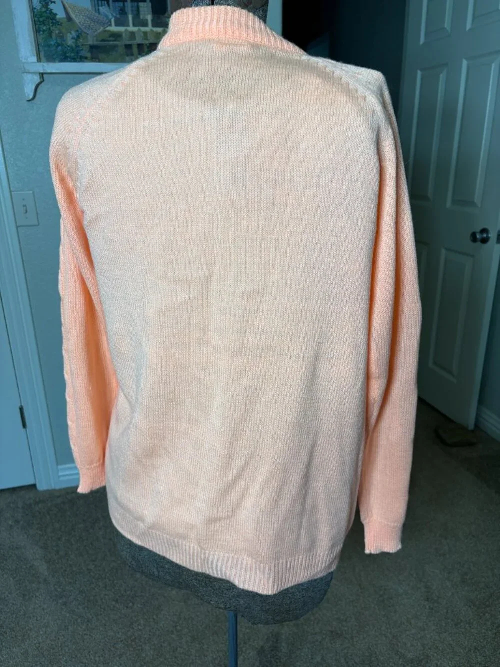 Vintage Cable Knit Peach Cardigan Sweater sz 40